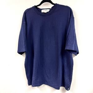 Vintage Men's Quick Reflex Cotton Linen blend crew neck short sleeve tee Lg Navy